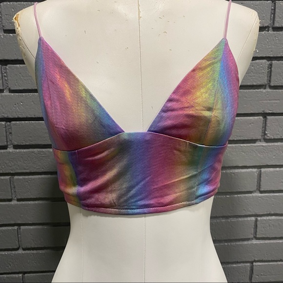 Holographic Bralette Crop Top - Picture 1 of 16